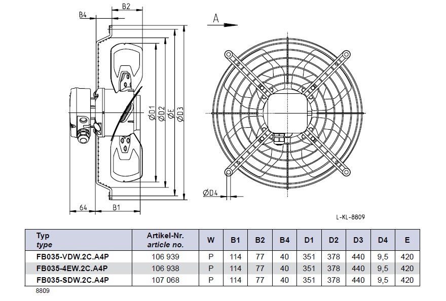 Габаритные размеры FB035-SDW.2C.A4P+