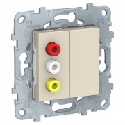 Розетка 3 RCA SE Unica NEW, бежевый
