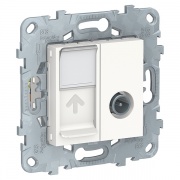 Розетка TV одиночная + комп. RJ45 кат 6 UTP SE Unica NEW, белый