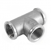 Тройник латунный резьбовой переходной STOUT (ВР) - 1" x 3/4" x 1" (никелированный)