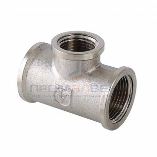 Тройник переходной резьбовой VALTEC VTr.750 - 1" x 3/4" x 1" (ВР/ВР/ВР, латунь никелированная)