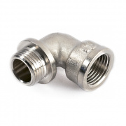 Отвод 90° с упором латунный резьбовой STOUT (НР/ВР) - 2" (никелированный)