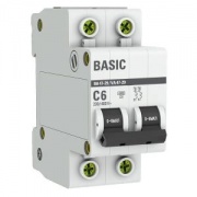 Автоматический выключатель EKF Basic ВА 47-29 2P 6А (C) 4,5кА (автомат электрический)