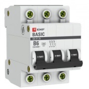 Автоматический выключатель EKF Basic ВА 47-29 3P 6А (B) 4,5кА (автомат электрический)