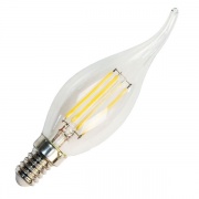 Лампа филаментная светодиодная свеча на ветру Feron LB-69 5W 4000K 230V 550lm E14 DIM filament белый