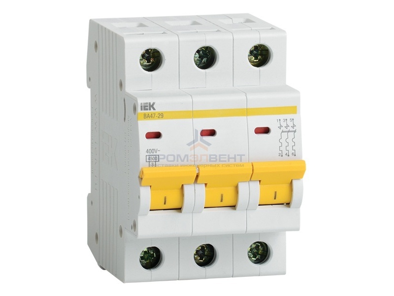 Автоматический выключатель ВА47-29 3Р 50А 4,5кА характеристика В ИЭК (автомат)