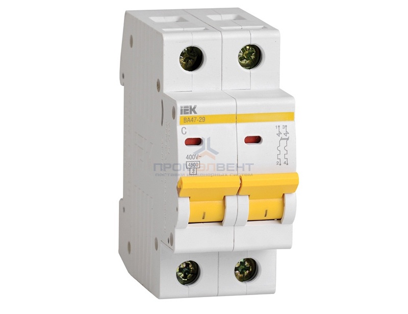 Автоматический выключатель ВА47-29 2Р 20А 4,5кА характеристика С ИЭК (автомат)