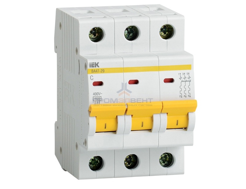 Автоматический выключатель ВА47-29 3Р 20А 4,5кА характеристика С ИЭК (автомат)