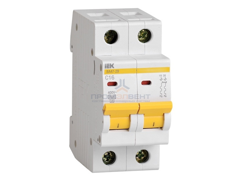 Автоматический выключатель ВА47-29 2Р  1А 4,5кА характеристика С ИЭК (автомат)