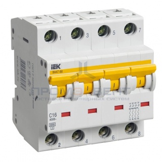 Автоматический выключатель ВА 47-60 4Р 25А 6 кА характеристика С ИЭК (автомат)