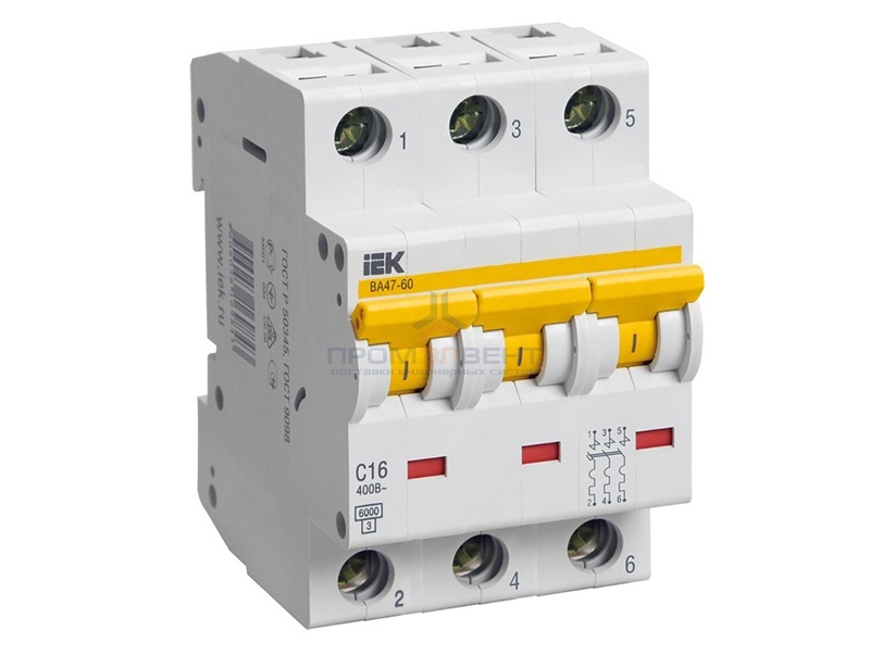 Автоматический выключатель ВА 47-60 3Р 32А 6 кА характеристика С ИЭК (автомат)