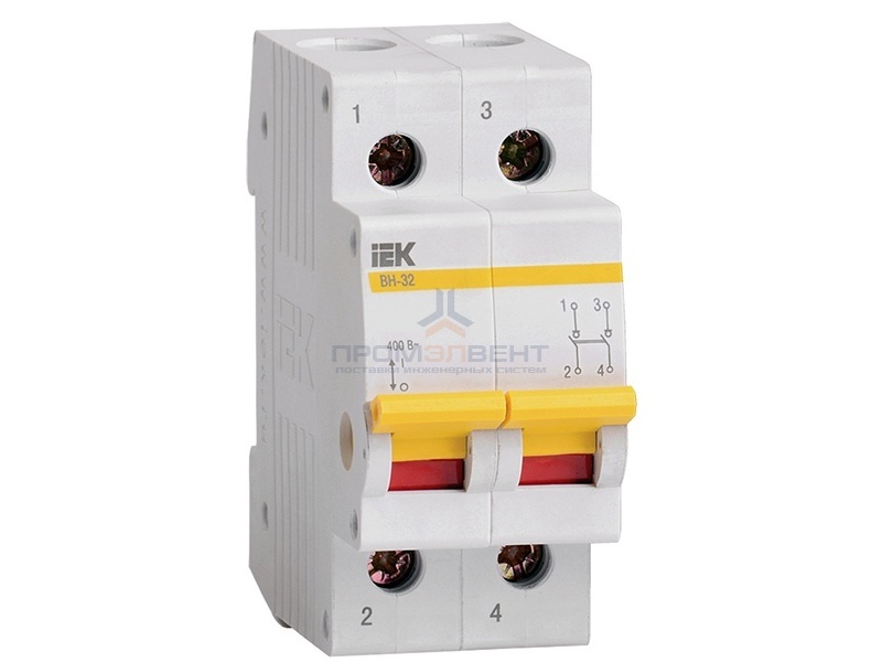 Рубильник модульный ВН-32 2Р  25А выключатель нагрузки ИЭК